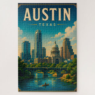 Austin Texas Skyline und Flussufer Puzzle
