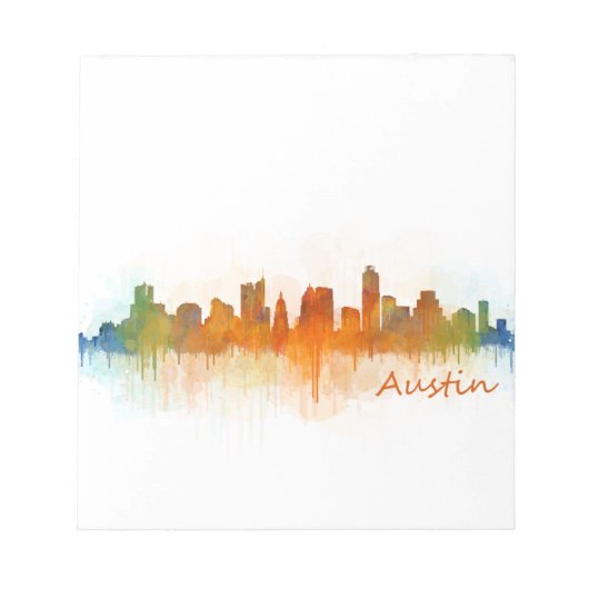 Austin Texas skyline Watercolor v3 Notizblock (Vorderseite)