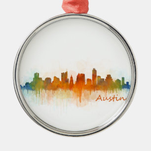 Austin Texas skyline Watercolor v3 Ornament Aus Metall