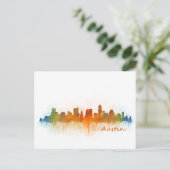 Austin Texas skyline Watercolor v3 Postkarte (Stehend Vorderseite)