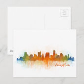 Austin Texas skyline Watercolor v3 Postkarte (Vorne/Hinten)