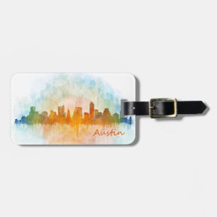 Austin Texas skyline watercolor v4 Gepäckanhänger