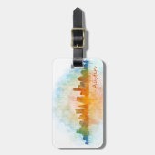Austin Texas skyline watercolor v4 Gepäckanhänger (Vorderseite vertikal)