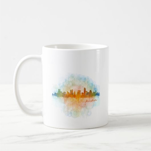 Austin Texas skyline watercolor v4 Kaffeetasse (Links)
