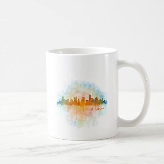 Austin Texas skyline watercolor v4 Kaffeetasse (Rechts)