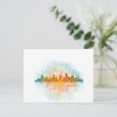 Austin Texas skyline watercolor v4 Postkarte (Stehend Vorderseite)