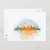 Austin Texas skyline watercolor v4 Postkarte (Vorne/Hinten)