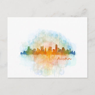 Austin Texas skyline watercolor v4 Postkarte
