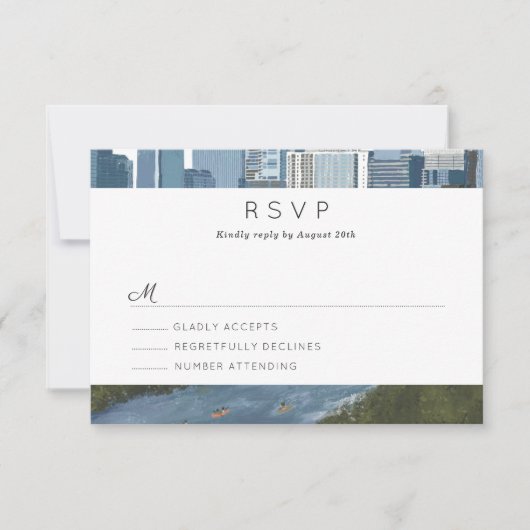 Austin Texas Skyline Wedding RSVP (Vorderseite)