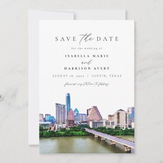 AUSTIN TEXAS Skyline Wedding Save the Date (Vorderseite)