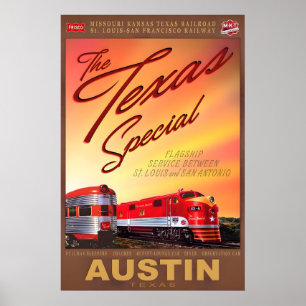 Austin Texas Special Retro-Zugposter MKT Katy Poster