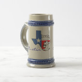 Austin Texas Staat Map mit Star, Boots, Hat Stein Bierglas (Vorderseite Links)