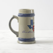 Austin Texas Staat Map mit Star, Boots, Hat Stein Bierglas (Links)
