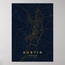 Austin Texas Stilisierter Kartendruck | Moderne He