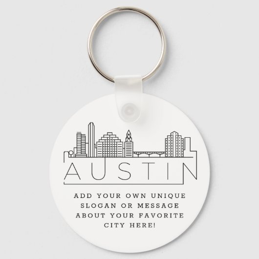 Austin, Texas Stylized Skyline | Benutzerdefiniert Schlüsselanhänger (Vorderseite)