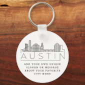 Austin, Texas Stylized Skyline | Benutzerdefiniert Schlüsselanhänger (Vorderseite)
