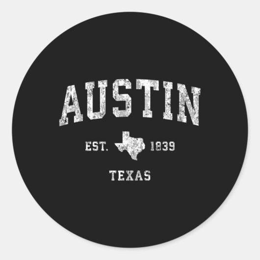 Austin Texas Tx Athletic Sports Runder Aufkleber (Vorderseite)
