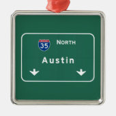 Austin Texas tx Autobahn-Autobahn-Straße: Silbernes Ornament (Vorne)