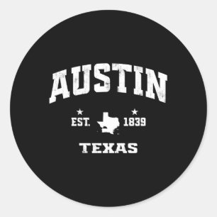 Austin Texas Tx Staat Throwback Athletic Runder Aufkleber