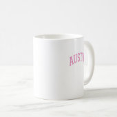 Austin Texas Tx Varsity Style Pink Text Kaffeetasse (VorderseiteRechts)