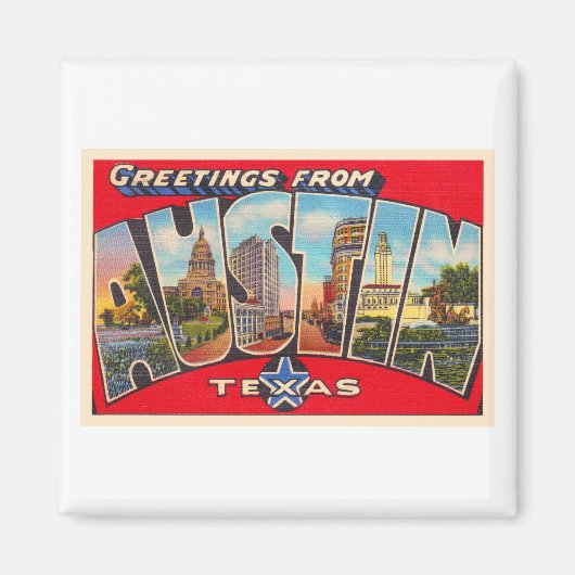 Austin Texas TX Vintager Großbuchstaben Postkarte Magnet (Vorne)
