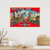 Austin Texas TX Vintager Großbuchstaben Postkarte Poster (Küche)