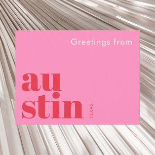 Austin Texas typografisch pink Postkarte