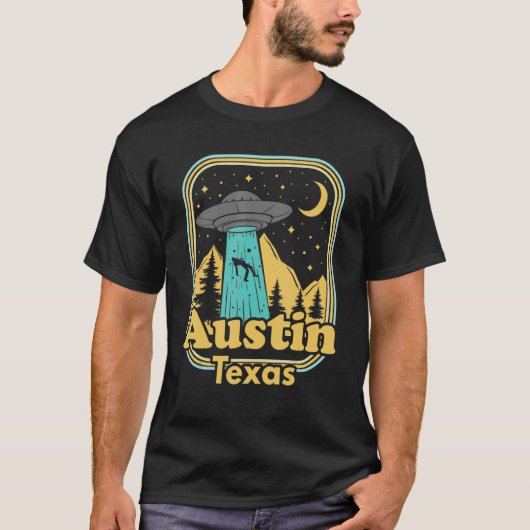 Austin Texas Ufo Alien 80er Retro Staatsstolz T-Shirt (Vorderseite)