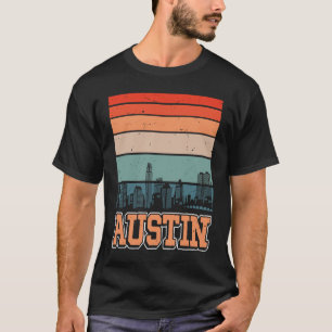 Austin Texas USA Retro Vintag Sunset Skyline Aust T-Shirt