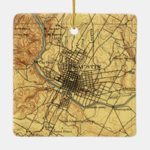 Austin Texas Vintag Karte 1910 Keramikornament