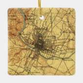 Austin Texas Vintag Map 1910 Keramikornament (Vorderseite)