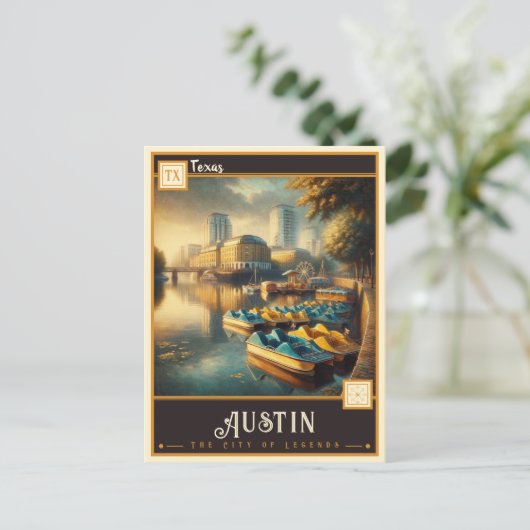 Austin, Texas | VINTAG Postkarte (Stehend Vorderseite)