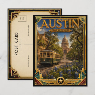Austin Texas Vintage Art Deco Golden Age Postkarte