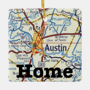 Austin Texas Vintage Karte Weihnachtsschmuck