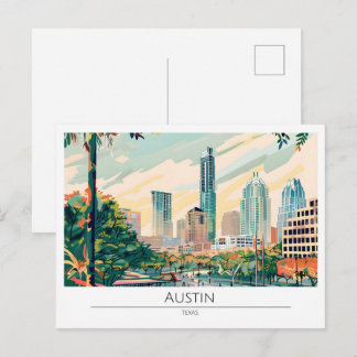 Austin Texas Vintage-Kunst-Illustration Reise Postkarte