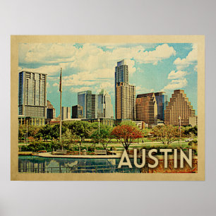 Austin Texas Vintage Reise Poster