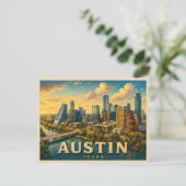 Austin Texas Vintage Reise Postkarte (Stehend Vorderseite)