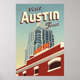 Austin Texas Vintage Reiseposter Poster