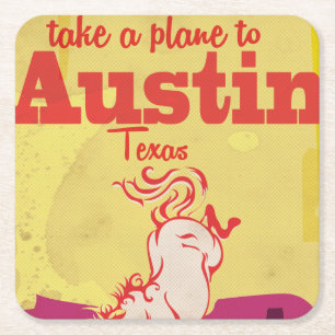 Austin Texas Vintage Reiseposter Rechteckiger Pappuntersetzer