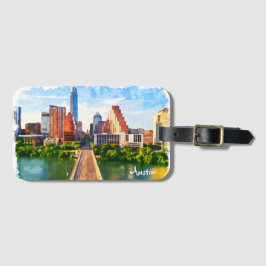 Austin Texas Vintage Travel City Watercolor Gepäckanhänger