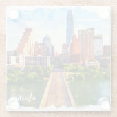 Austin Texas Vintage Travel City Watercolor Glasuntersetzer (Rückseite)