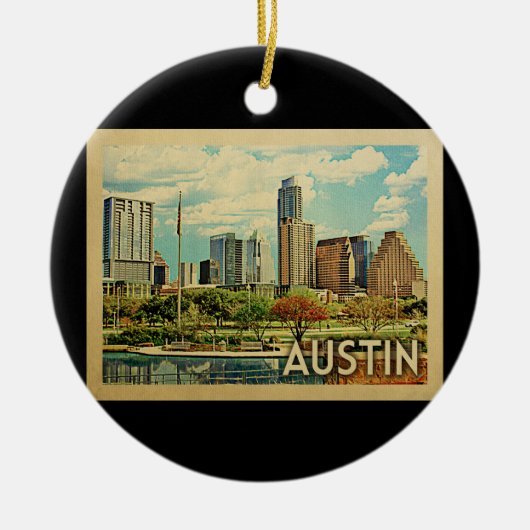 Austin Texas Vintage Travel Keramik Ornament (Vorne)