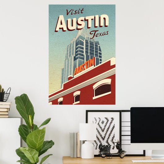Austin Texas Vintage Travel Poster (Heimbüro)