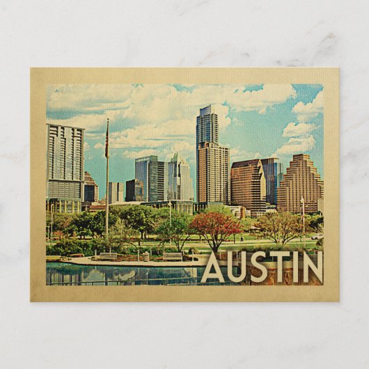 Austin Texas Vintage Travel Postkarte (Vorderseite)