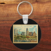 Austin Texas Vintage Travel Schlüsselanhänger (Vorderseite)