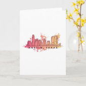 Austin Texas Watercolor Skyline Karte (Gelbe Blume)