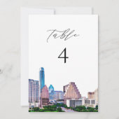 AUSTIN Texas Watercolor Skyline Tischnummer Card (Vorderseite)