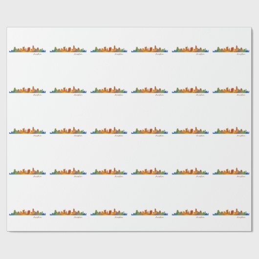 Austin Texas watercolor skyline v1 Geschenkpapier (Flach)