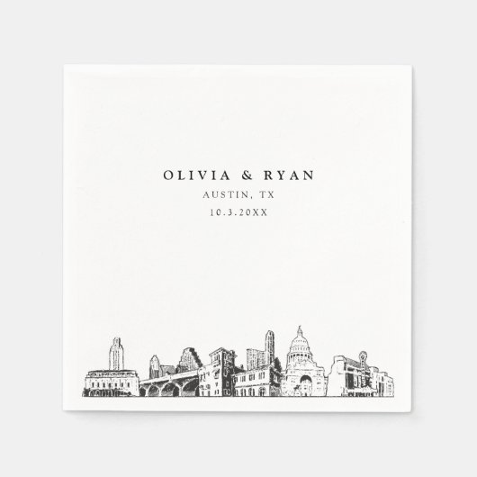 Austin Texas Wedding Cocktail Napkin Serviette (Vorderseite)