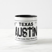 Austin Texas White Nummernschild Tasse